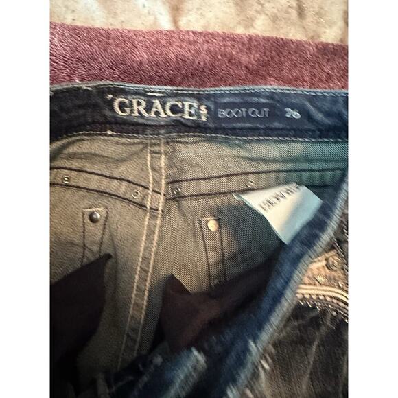 Grace in LA Women's Vintage Boot Cut Jeans Easy Fit Embroidered Blue Size 26 - Picture 7 of 7